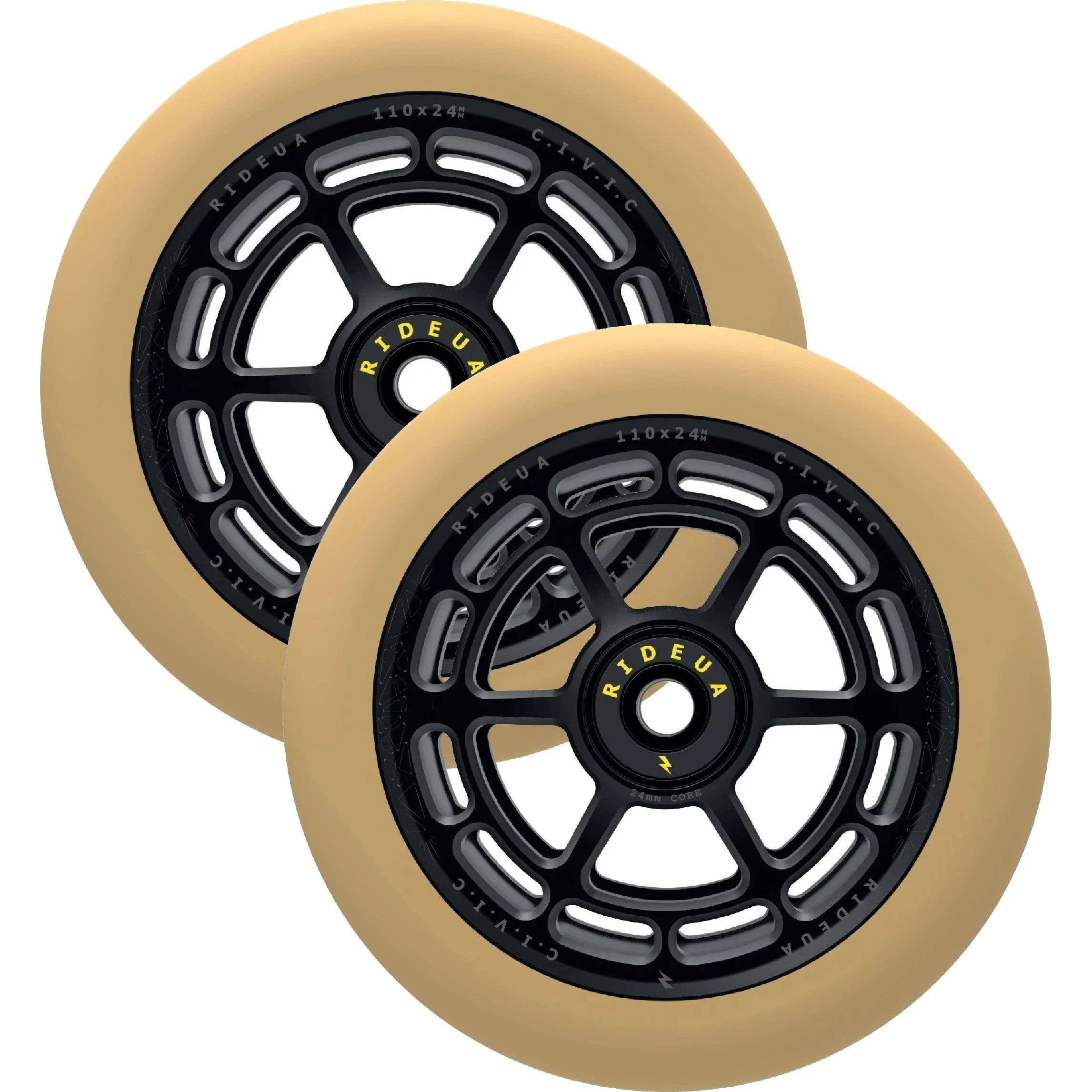 UrbanArtt Civic Scooter Wheels 110mm (Pair) - Gum/Black