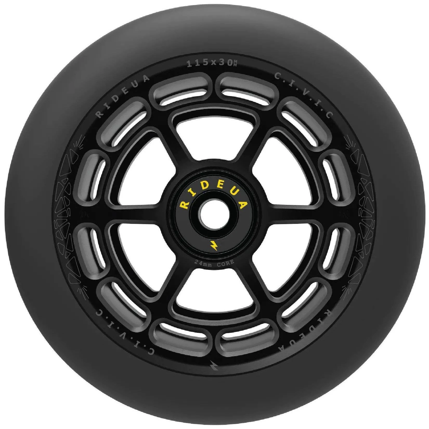UrbanArtt Civic 115mm X 30mm Scooter Wheels (Pair) - Black/Black - Image 2