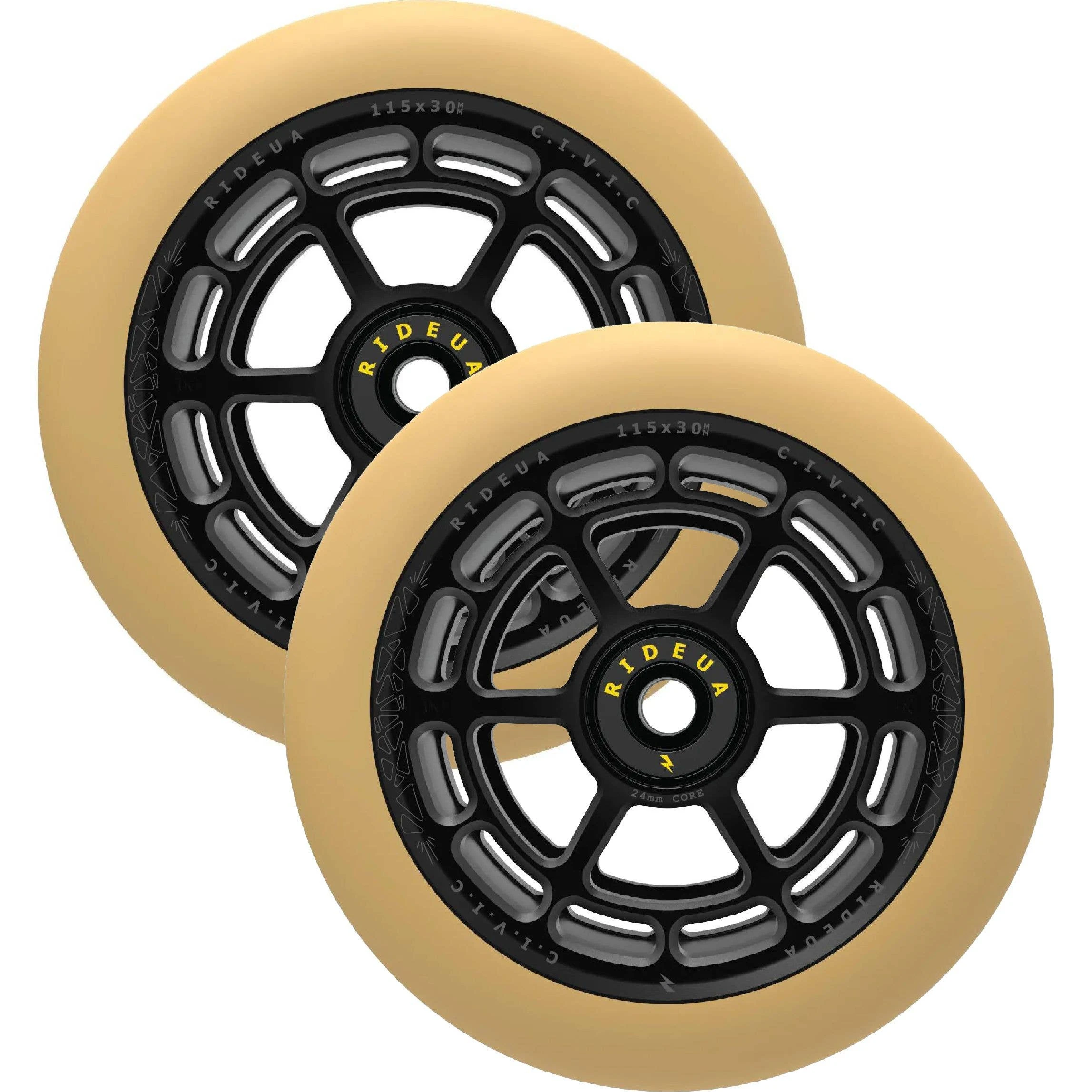 UrbanArtt Civic 115mm X 30mm Scooter Wheels (Pair) - Black/Gum