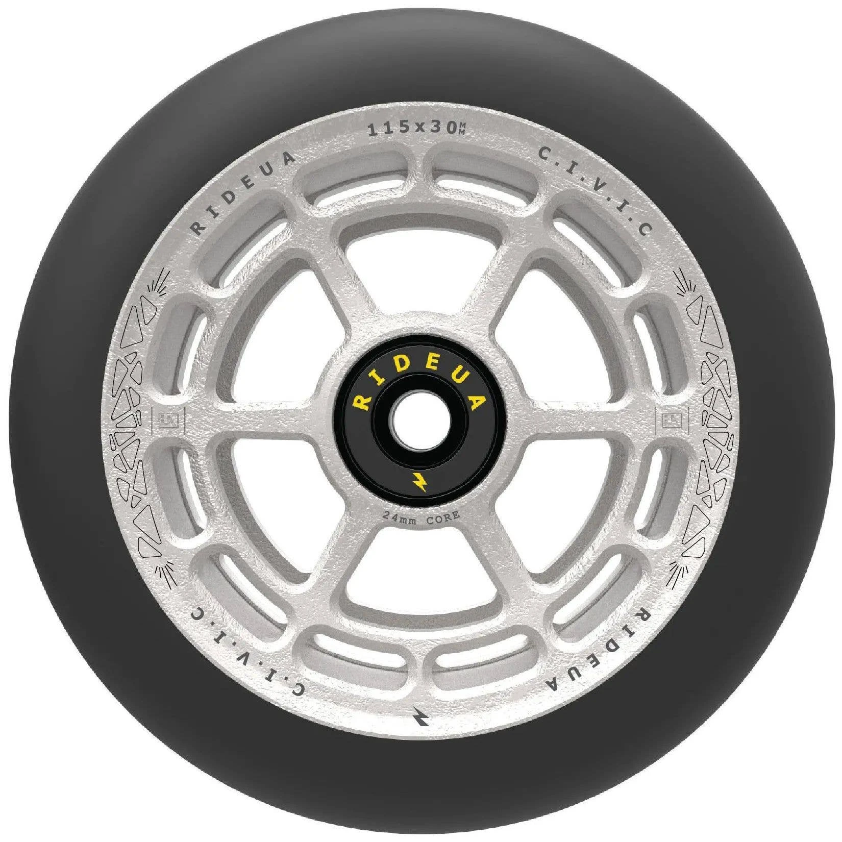 UrbanArtt Civic 115mm X 30mm Scooter Wheels (Pair) - Stone/Black - Image 2